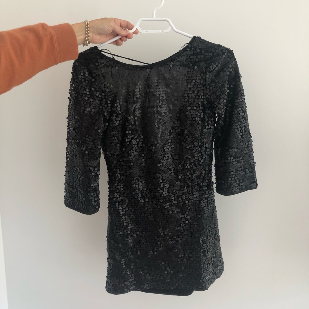 H&M black sequin mini dress